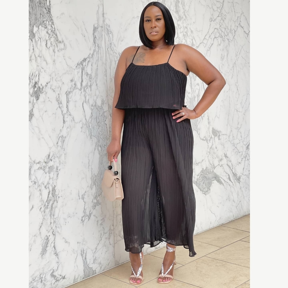Brand New Black Pleated Jumpsuit